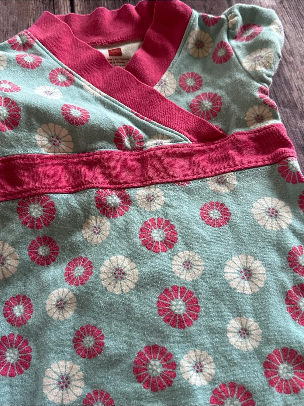 Tea floral aqua dress fair fade pilling 12/18